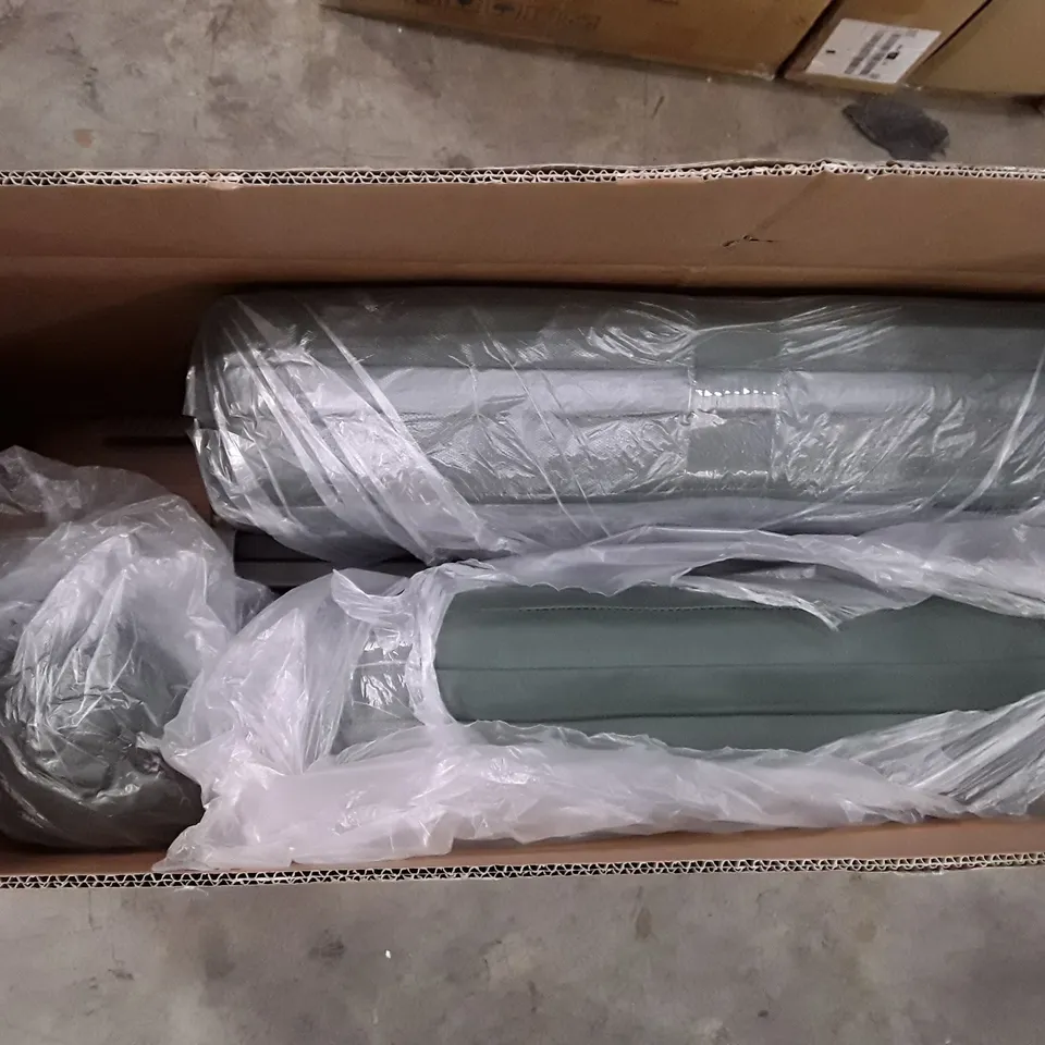 BOXED GREEN LEATHER METAL FRAME CHAIR (ONLY BOX 2 OF 2)