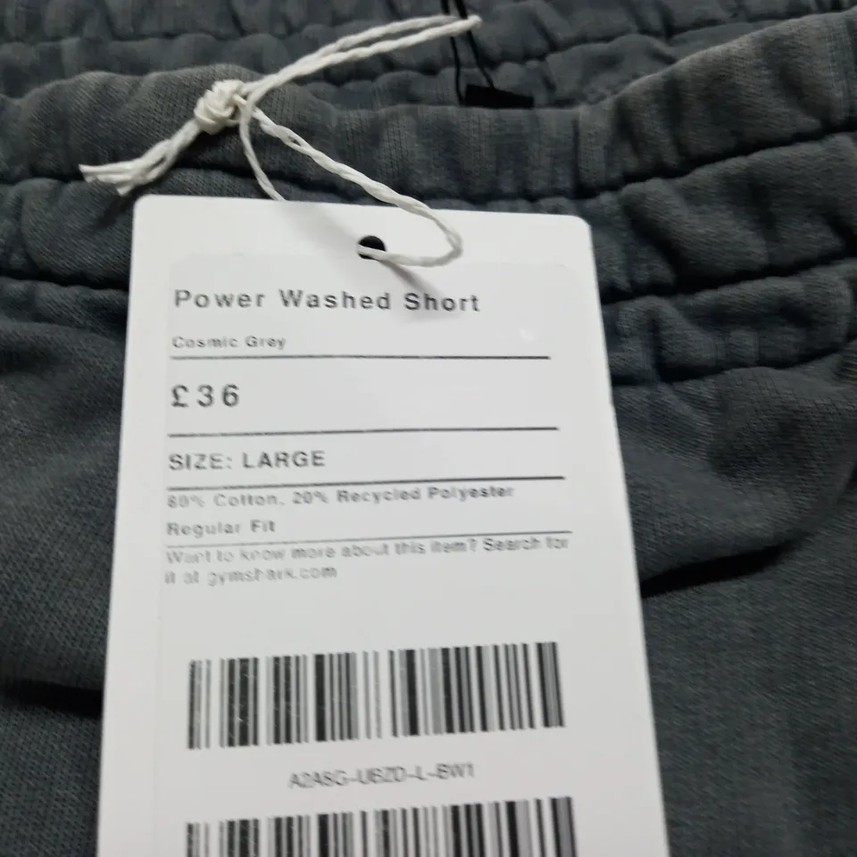 GYMSHARK GREY POWER WASHED SHORTS - L