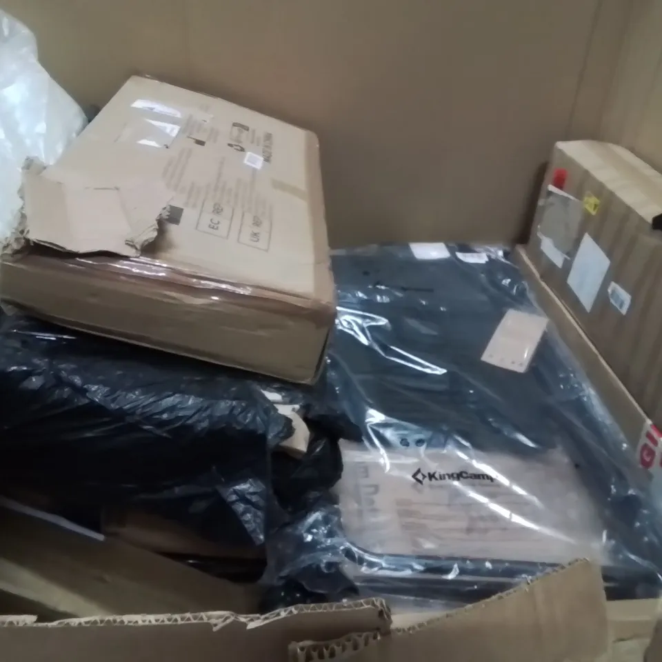 PALLET OF ASSORTED HOUSEHOLD GOODS AND PRODUCTS TO INCLUDE;CEILING FAN WITH LIGHT,PLAYPEN,CAR SEAT