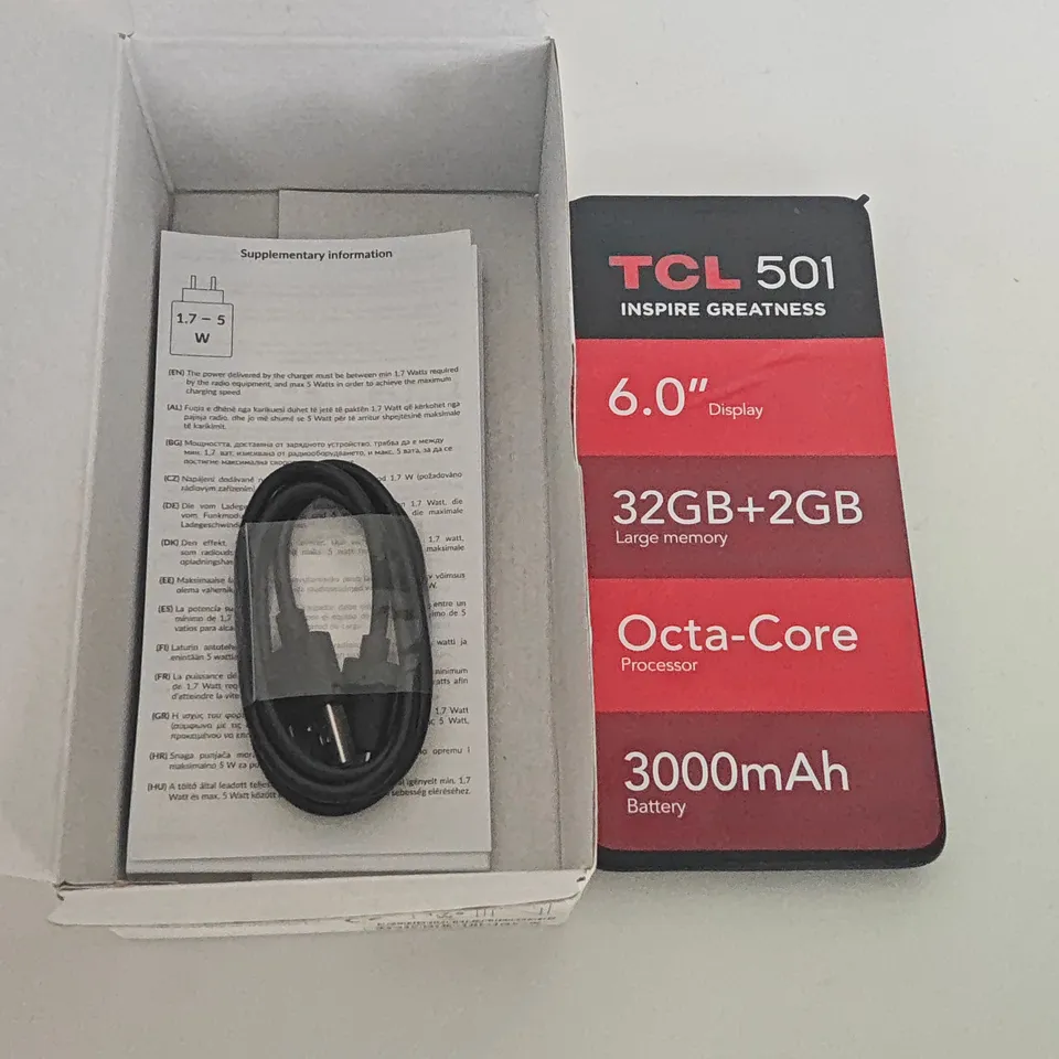 BOXED TCL 501 2/32GB IN BLACK - T433D