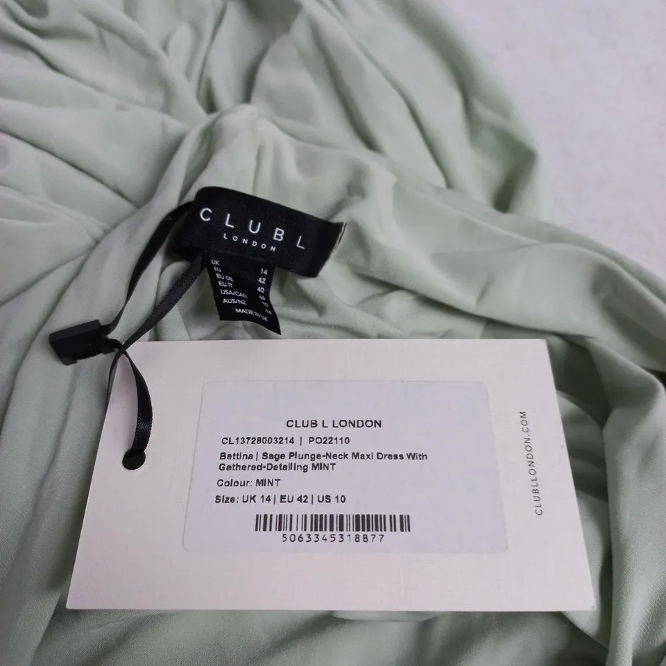 CLUB L LONDON MINT HALTERNECK MAXI DRESS UK 14