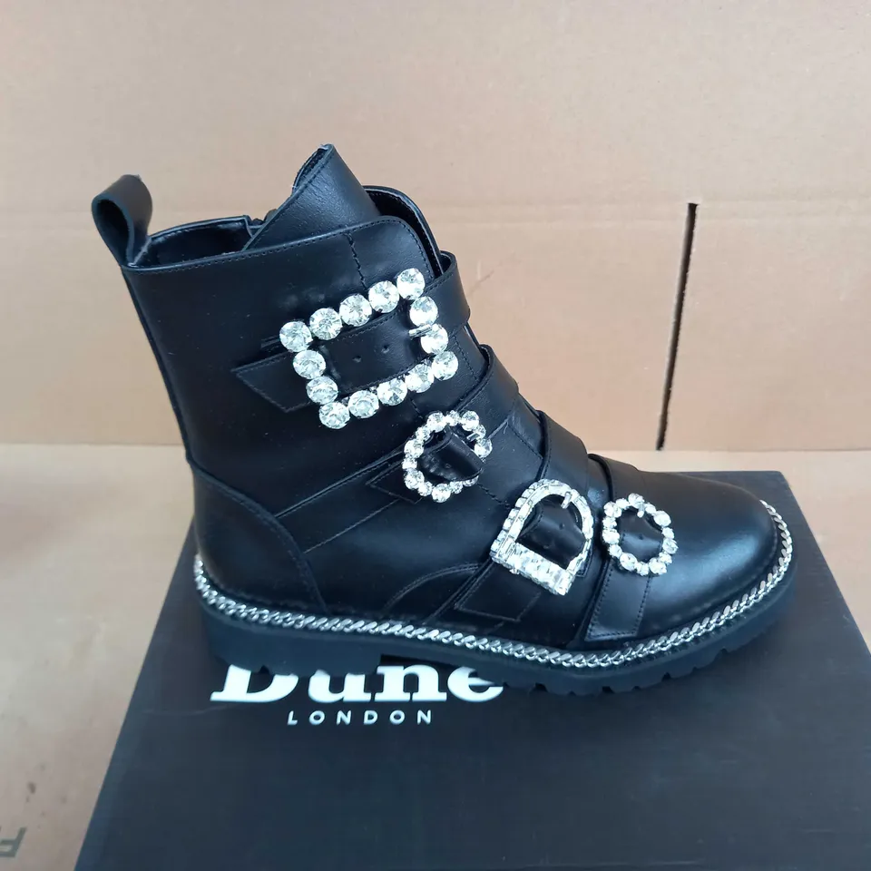 DUNE LONDON PAGOLA BLACK ANKLE BOOTS - SIZE 5
