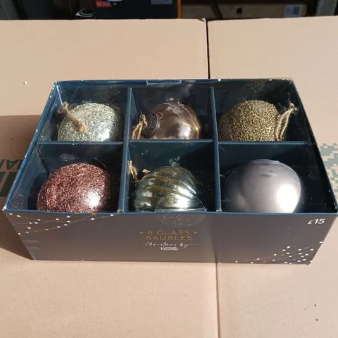 4 BOXES OF 6 GLASS CHRISTMAS BAUBLES BY GEORGE HOME
