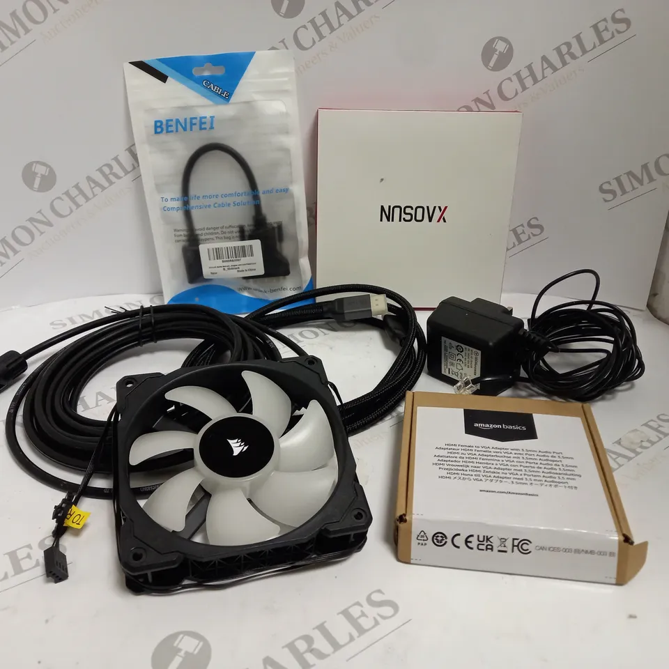 APPROXIMATELY 10 ASSORTED ELECTRICAL PRODUCTS TO INCLUDE ETHERNET CABLE, POWER SUPPLIES, USB DOCKING STATION ETC 