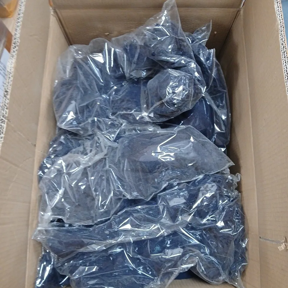 BOX OF APPROXIMATELY 40 TAMSY SOFT TOUCH KNITTED NAVY BLUE SCARVES - COLLECTION ONLY
