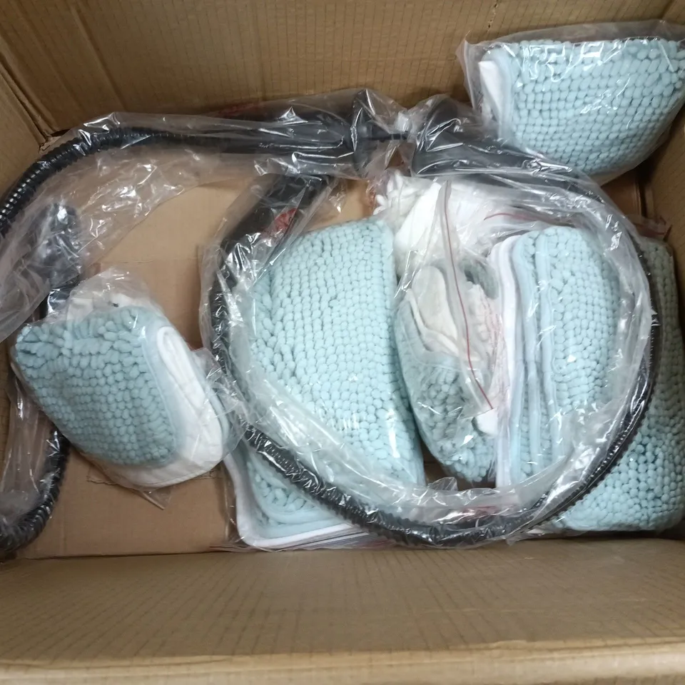 BOX OF APPROXIMATELY 10 ASSORTED STEAM CLEANER PARTS AND ACCESSORIES