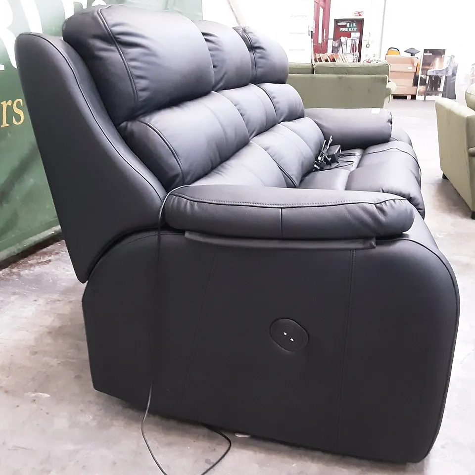 QUALITY BRITISH MANUFACTURED DESIGNER G PLAN GREENWICH 3 SEATER ELECTRIC RECLINING DBL L854 CAMBRIDGE BLACK 