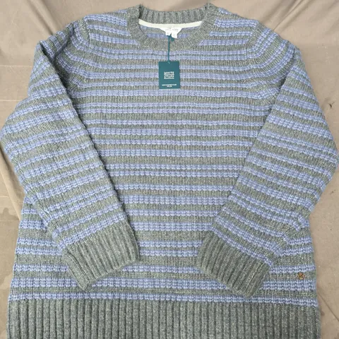 THE WHITE STUFF STRIPE CREW NECK IN BLUE/GREEN - XL