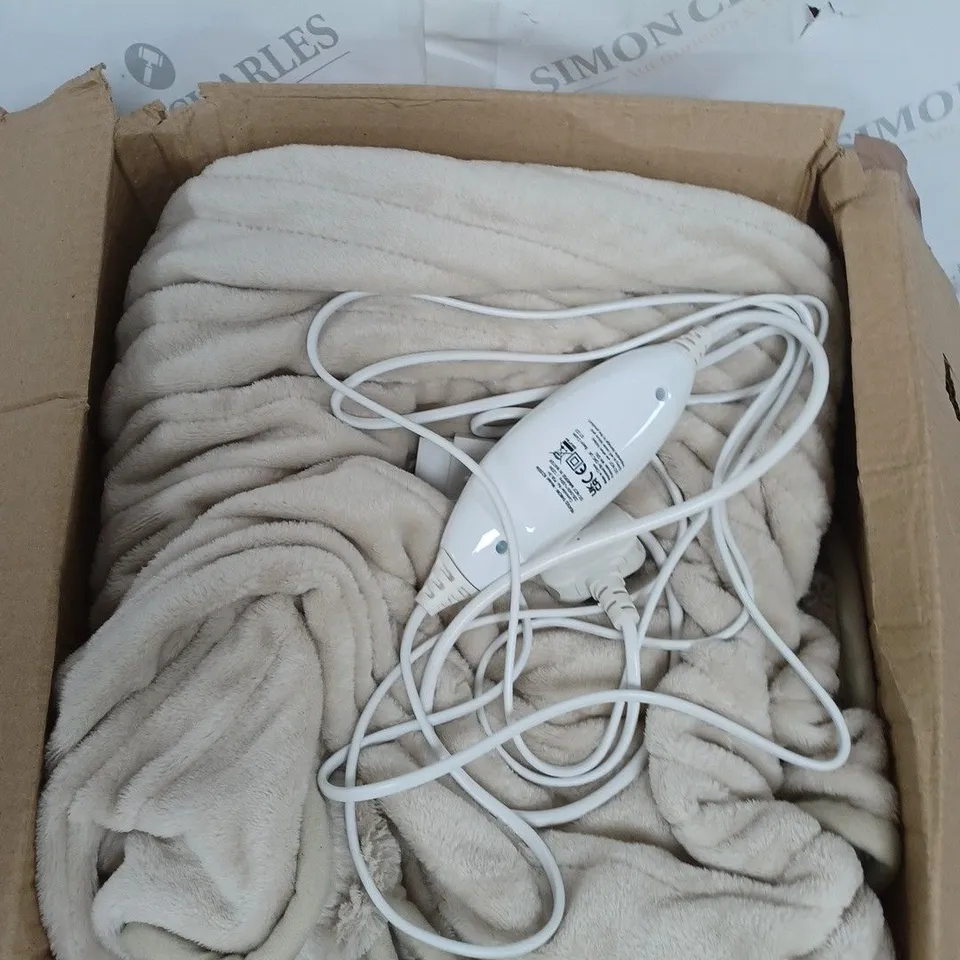 BOXED COZEE HOME HEATED BLANKET IN STONE 