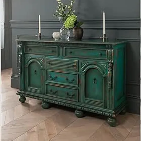 PACKAGED HOMESDIRECT365 GREEN ANTIQUE FRENCH STYLE SIDEBOARD
