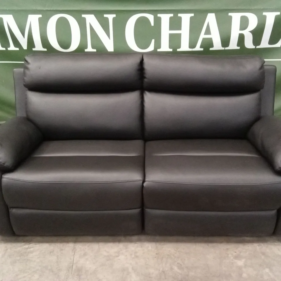 EDISON 3 SEATER LUXURY FAUX LEATHER MANUAL RECLINER SOFA - BLACK RRP £799