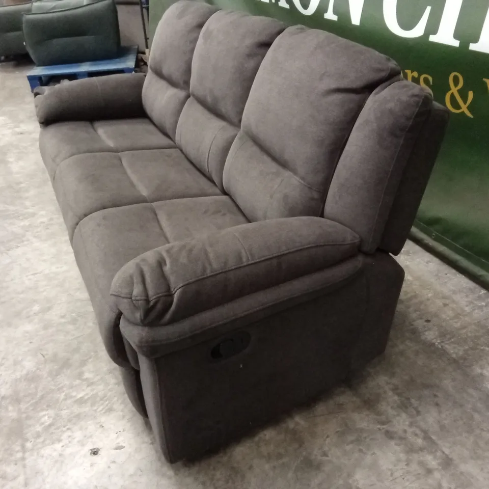 ALBION FABRIC 3 SEATER HIGH BACK MANUAL RECLINER SOFA - CHARCOAL 