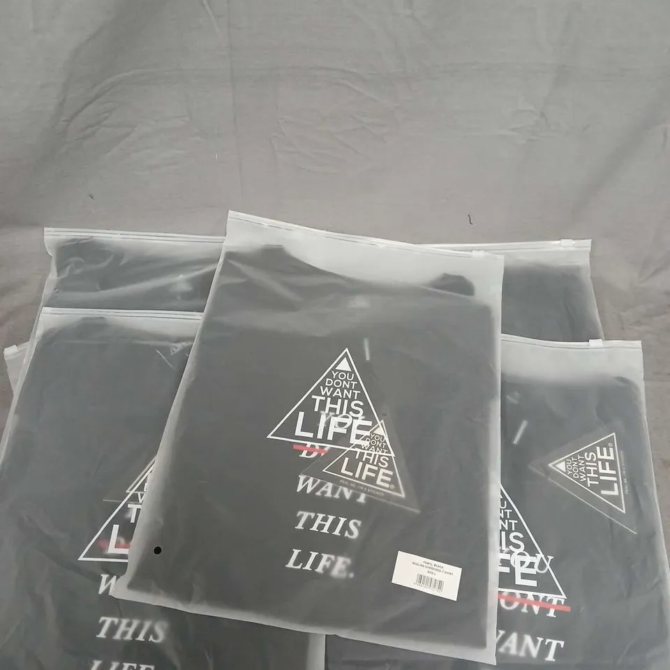 YOU DON'T WANT THIS LIFE REDLINE OVERSIZED T-SHIRT – BLACK, SIZE L – LOT OF 5