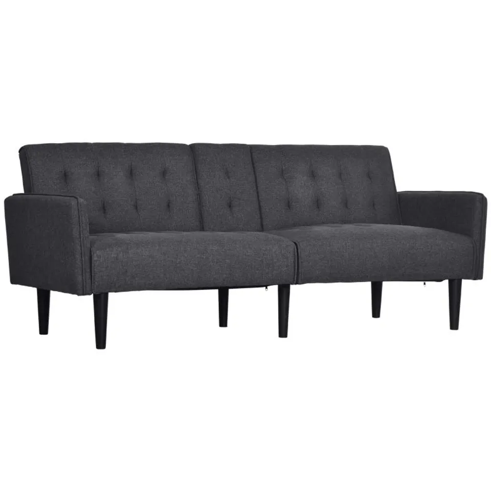 BOXED HOMCOM THREE-SEATER SOFA BED, WITH CUPHOLDERS - GREY ( 2 BOXES )