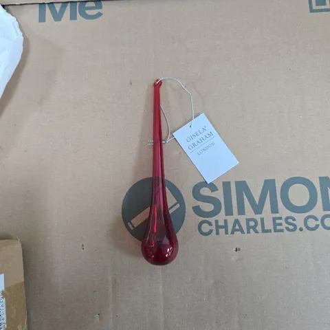 GISELA GRAHAM LONDON RED GLASS TEARDROP BAUBLE - BOX OF 12
