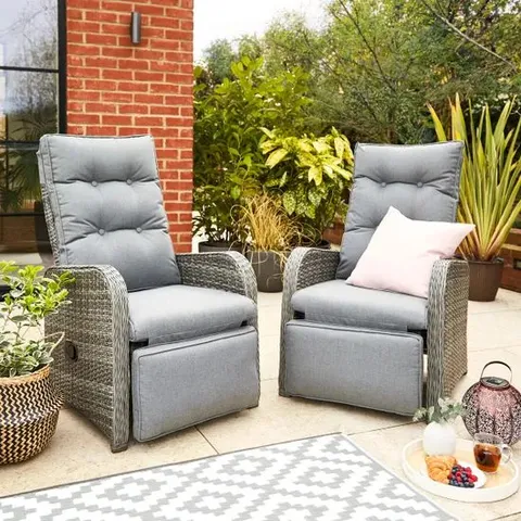 MONACO 2-PIECE RATTAN DELUXE RECLINING CHAIR SET
