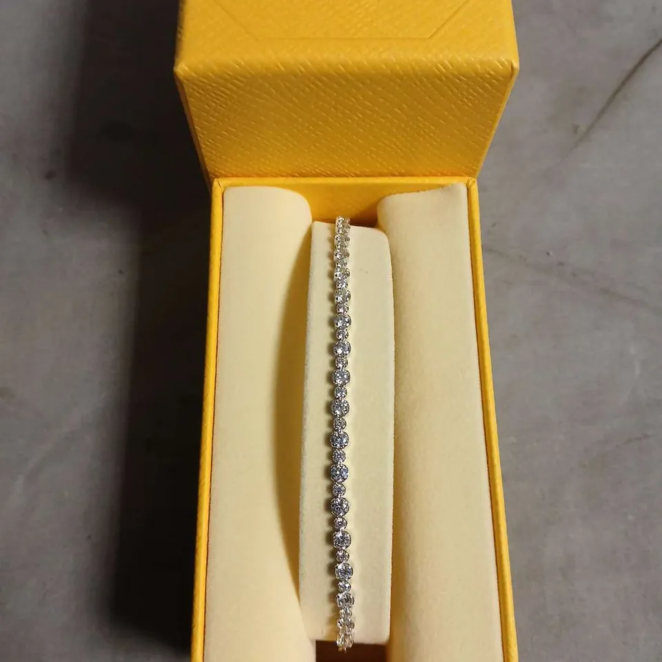 SWAROVSKI DIAMOND TENNIS BRACELET IN WHITE METAL – BOXED
