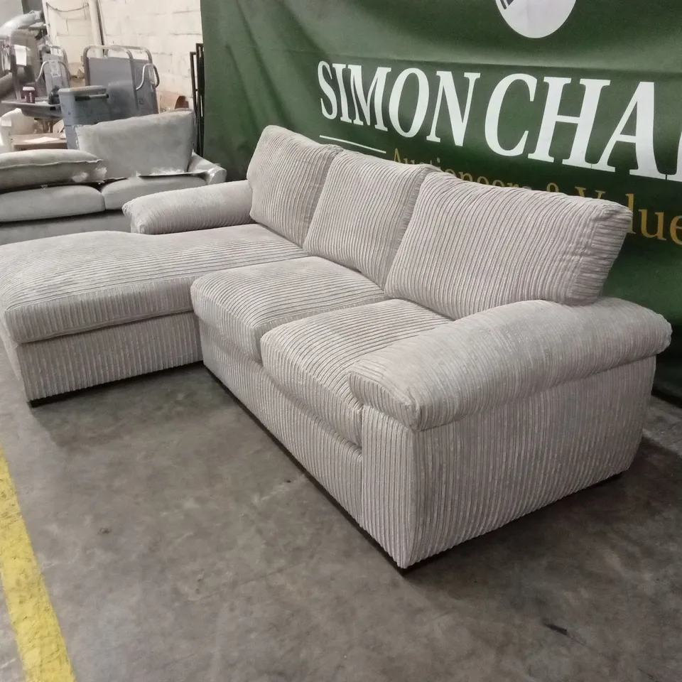 AMALFI 3 SEATER STANDARD BACK LEFT HAND FABRIC CORNER CHAISE SOFA - CREAM RRP £899