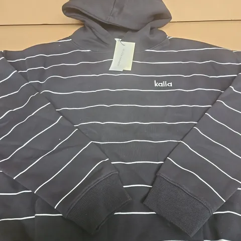 KAIIA PINSTRIPE OVERSIZED HOODIE - SIZE 10 