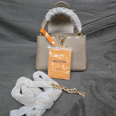 LOUIS VUITTON HANDBAG WITH GOLD-TONE HARDWARE – BEIGE/TAUPE, CHAIN STRAP