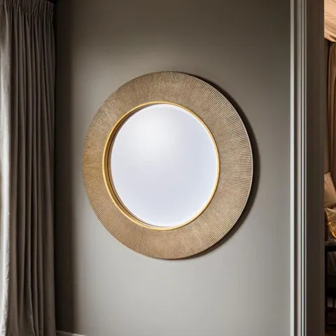 Aubry Round Ribbed Mirror Bevelled