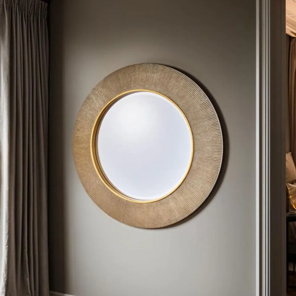 Aubry Round Ribbed Mirror Bevelled