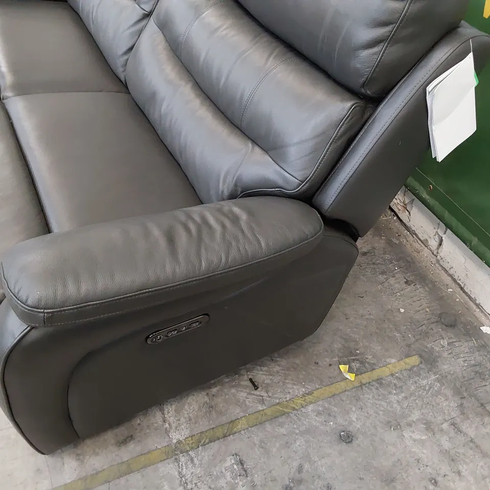 DESIGNER POWER RECLINING THREE SEATER SOFA ANTHRACITE LEATHER 