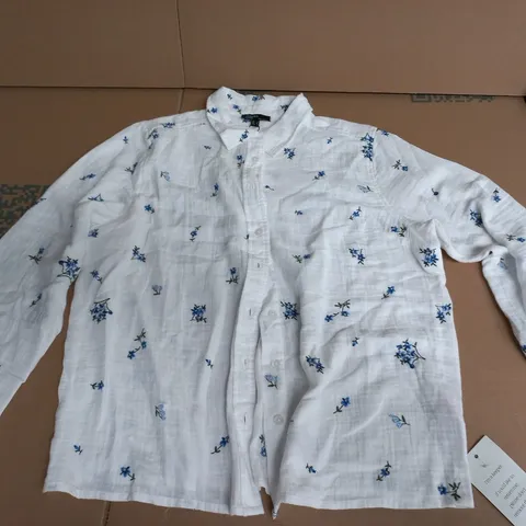 Nobody's Child White Floral Shirt – UK 12 (EU 40, USA 8)