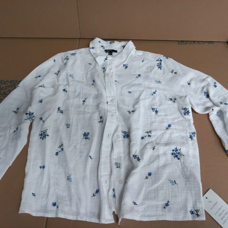 Nobody's Child White Floral Shirt – UK 12 (EU 40, USA 8)