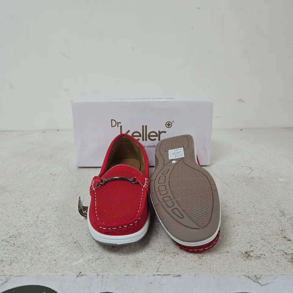DR KELLER RED LEATHER SLIP-ON SHOES – UK 5