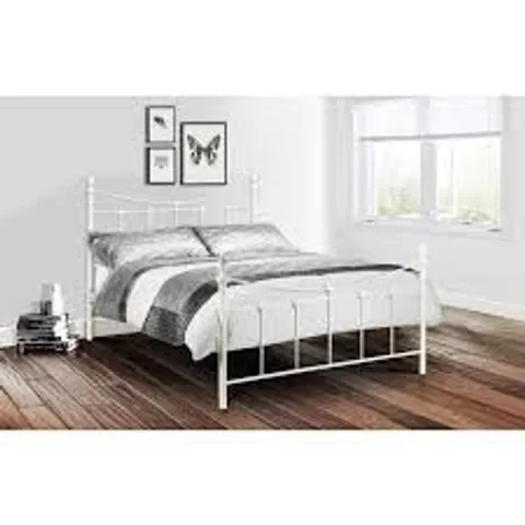 BOXED JULIAN BOWEN REBECCA 150cm BED FRAME - STONE WHITE (2 BOXES)