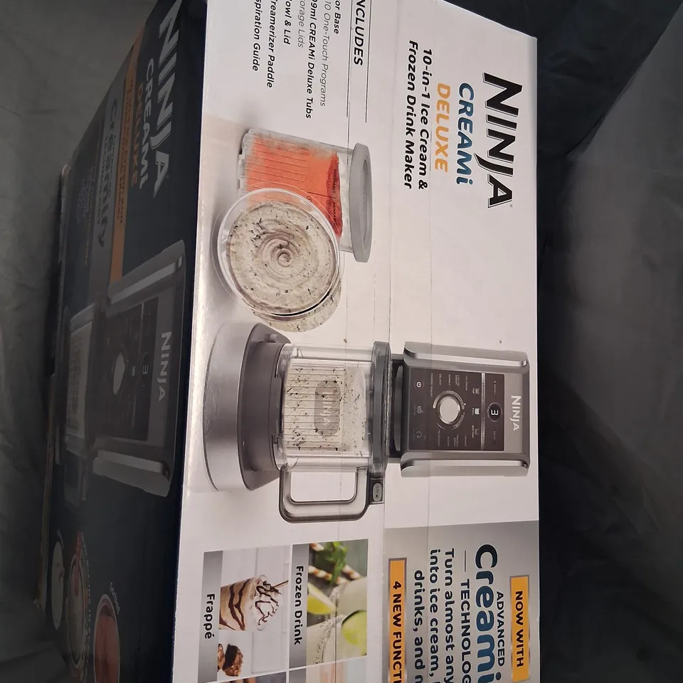 BOXED NINJA CREAMI DELUXE 10 IN 1 ICE CREAM AND FROZEN DRINK MAKER NC501UK
