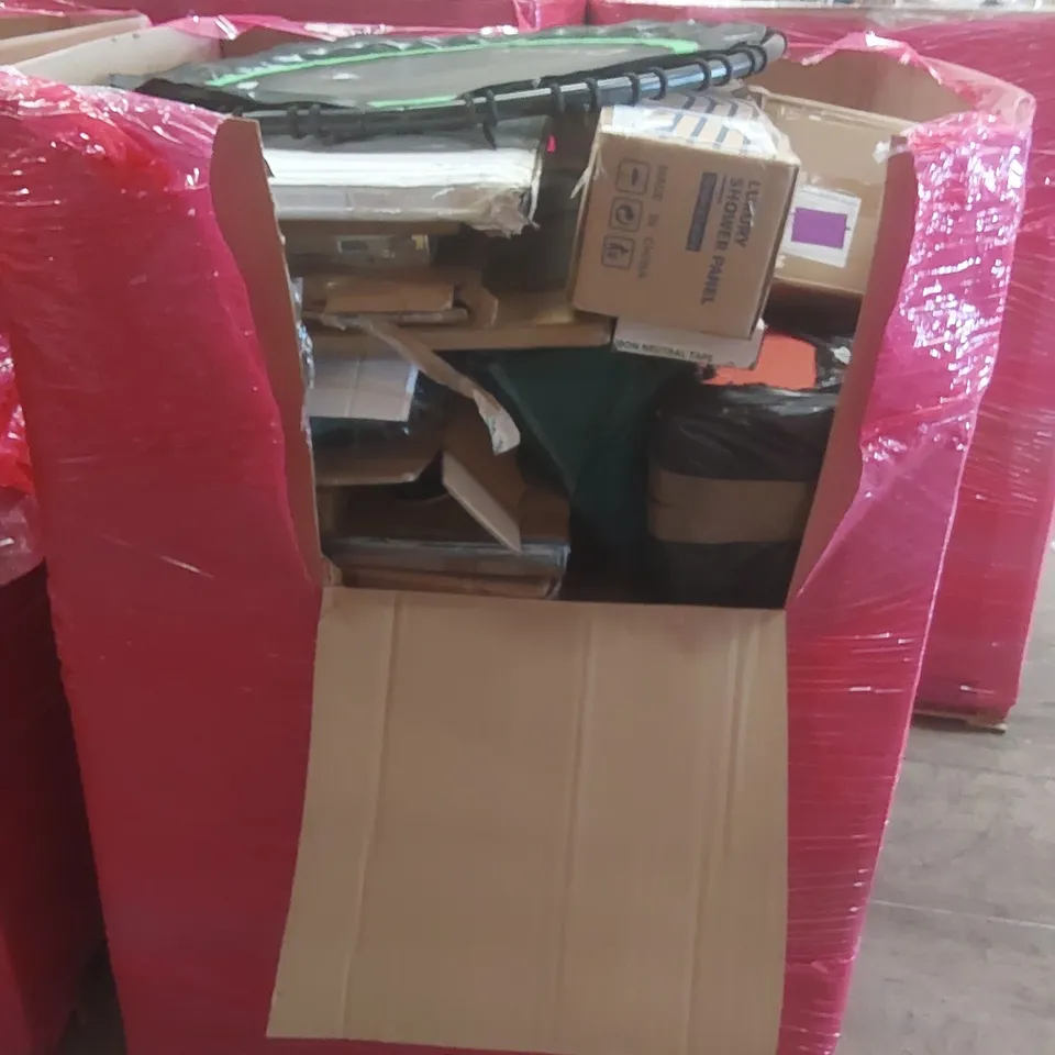 PALLET OF ASSORTED HOUSEHOLD GOODS AND PRODUCTS TO INCLUDE; BOXED FURNITURE ETC