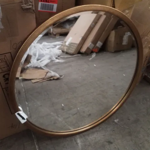 BOXED ROUND MIRROR - BRASS COLOUR FRAME  