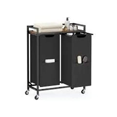 BOXED VASAGLE LAUNDRY BASKET, LAUNDRY HAMPER - BLACK/BROWN