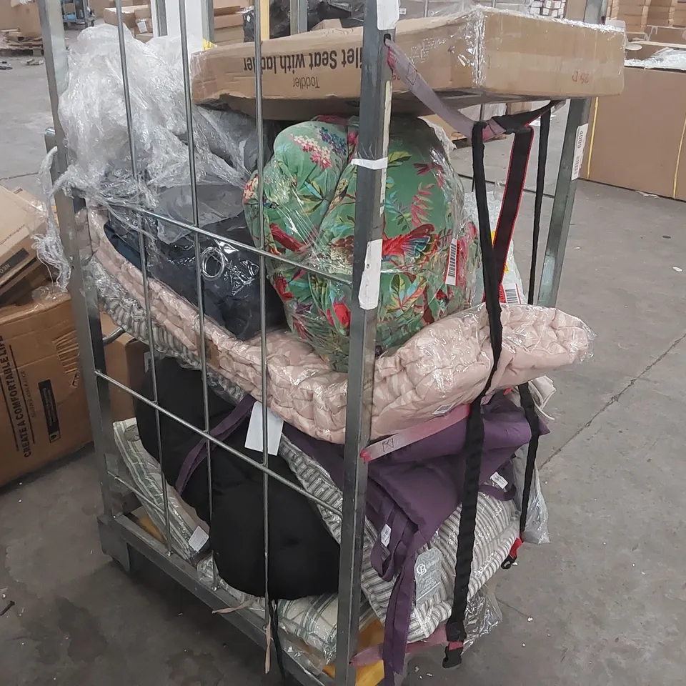 CAGE CONTAINING ASSORTED HOUSEHOLD PRODUCTS/FURNITURE PARTS ECT // CAGE NOT INCLUDED 