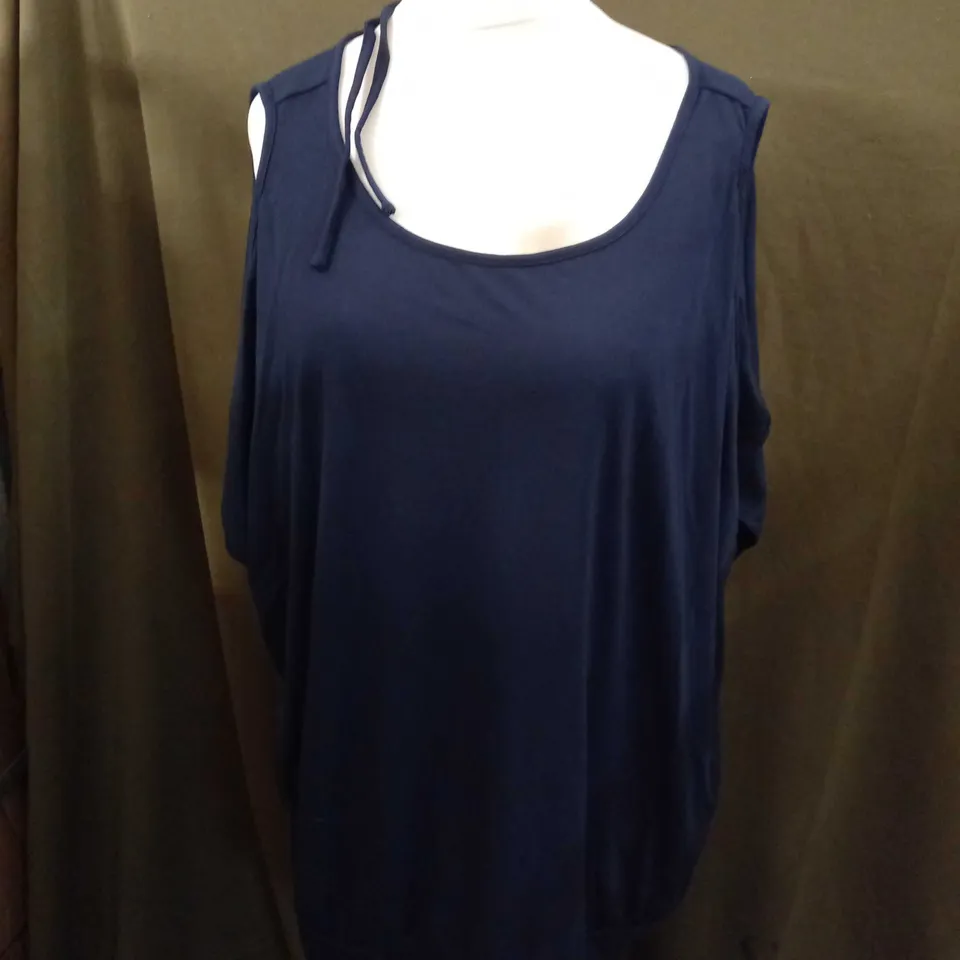 EMERY ROSE NAVY SLEEVELESS TIE UP TOP - 3XL
