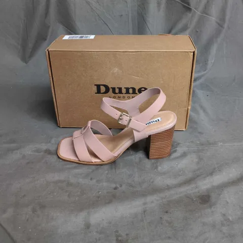 DUNE LONDON 625JESSIA BLUSH LEATHER SQUARE-TOE BLOCK HEEL SANDALS UK 6 (EU 39)