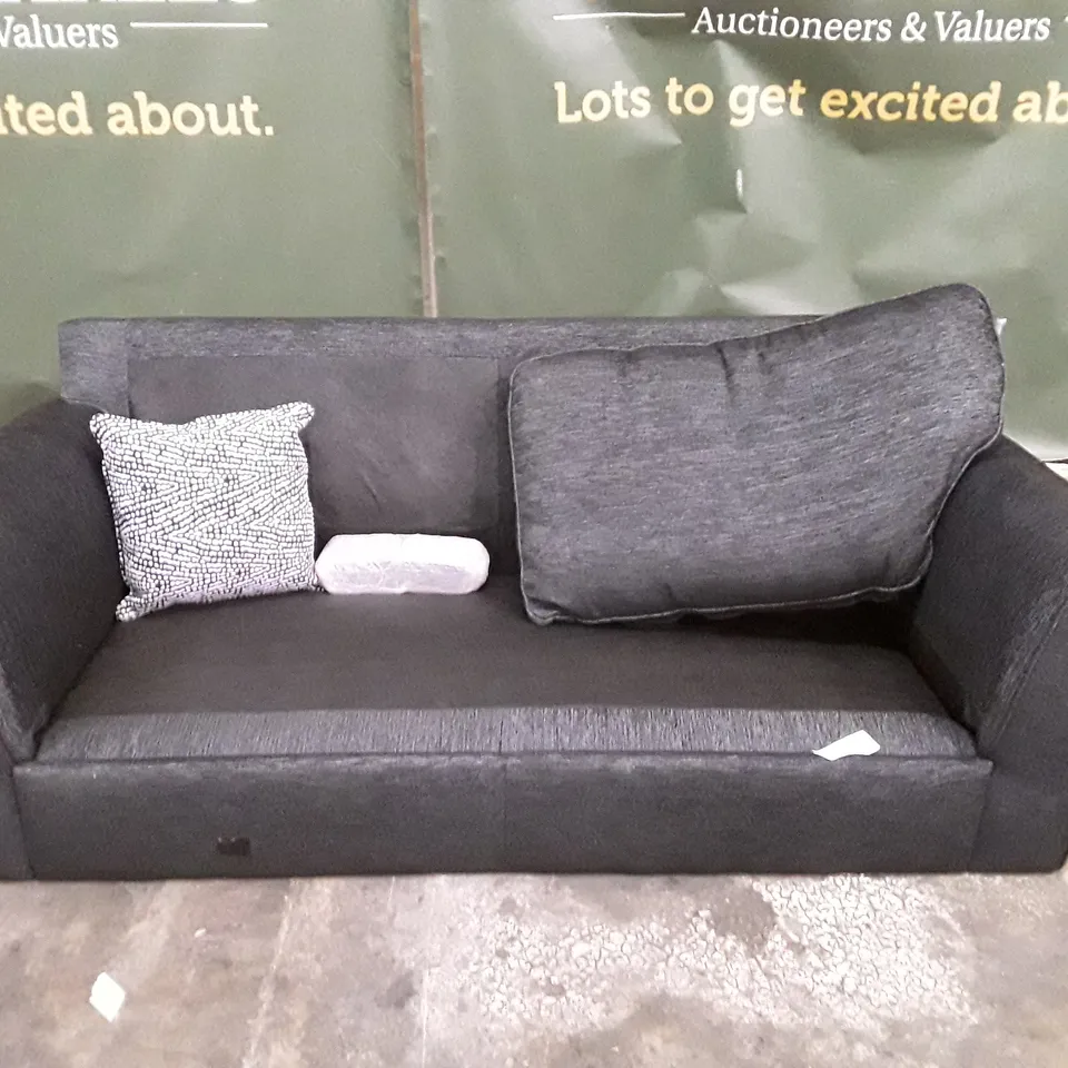 DESIGNER 2 SEATER SOFA - BLACK FABRIC 