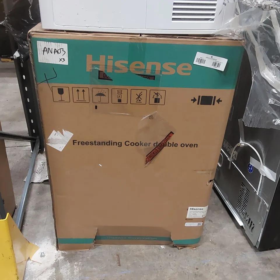 BOXED HISENSE HDE3211BXUK CERAMIC ELECTRIC COOKER WITH DOUBLE OVEN, A RATED