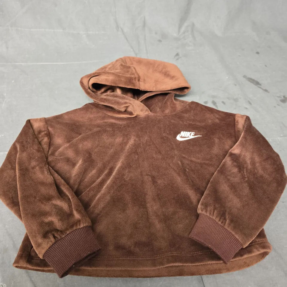 NIKE VELOUR HOODIE – BROWN, TODDLER 24M (86-92CM), MADE IN VIETNAM