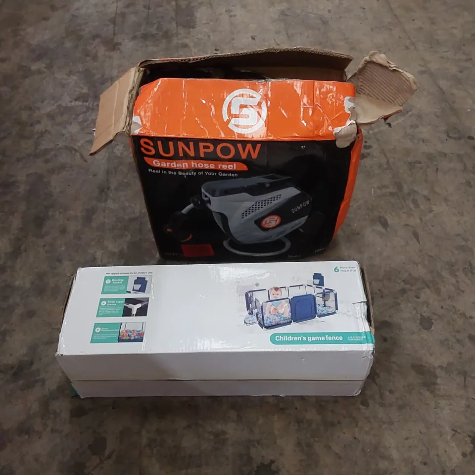 PALLET OF ASSORTED HOUSEHOLD ITEMS AND CONSUMER PRODUCTS TO INCLUDE; GARDEN HOSE, BABY FENCE, STEP-LADDER ETC