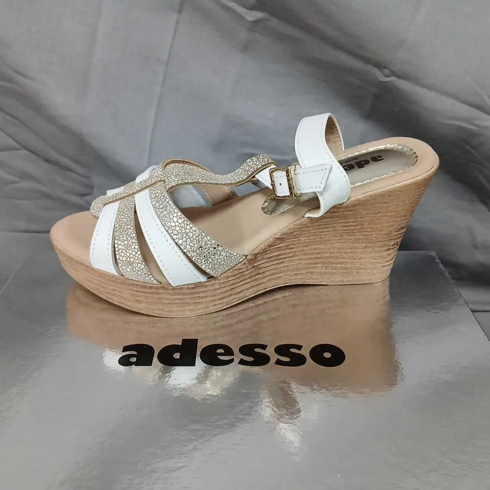 ADESSO SOPHIE WHITE/BEIGE WEDGE SANDALS – UK 4 (EU 37) – ADESSO