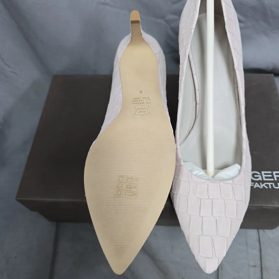 KENNEL & SCHMENGER CROC-EMBOSSED PINK LEATHER HIGH HEELS – KROKO ROSE UK6 (70500)
