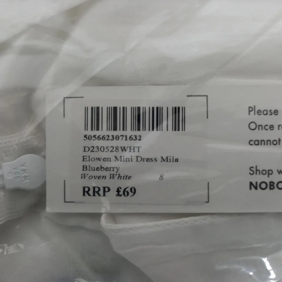 NOBODY'S CHILD ELOWEN MINI DRESS IN WOVEN WHITE - UK SIZE 8 