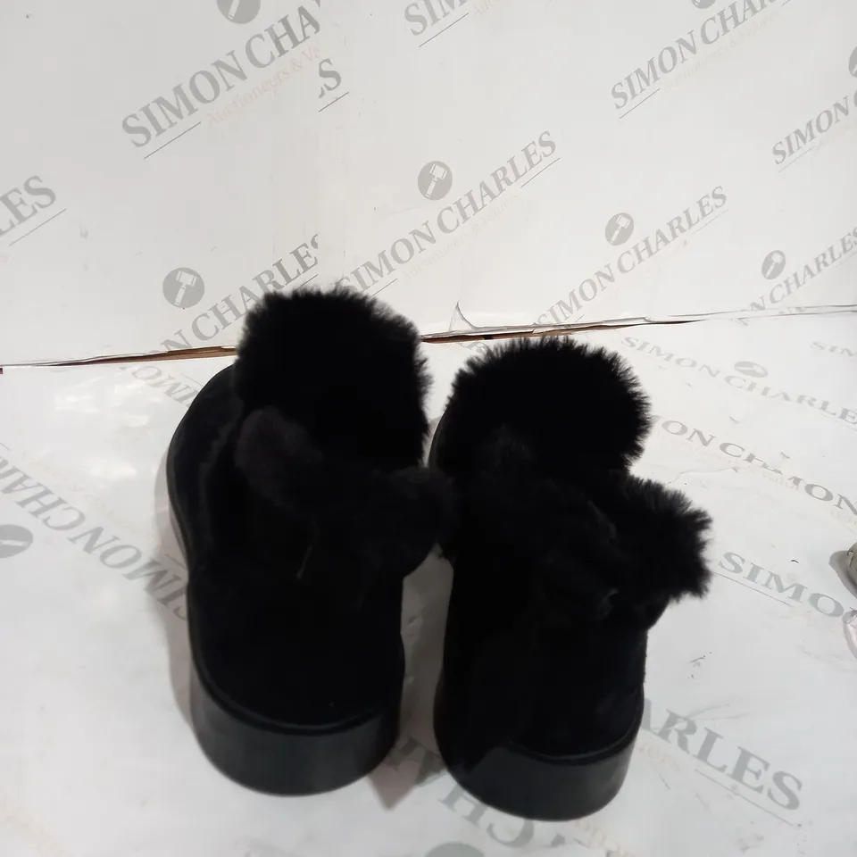 NEXT BLACK FOREVER COMFORT FAUX FUR SUEDE ANKLE BOOTS