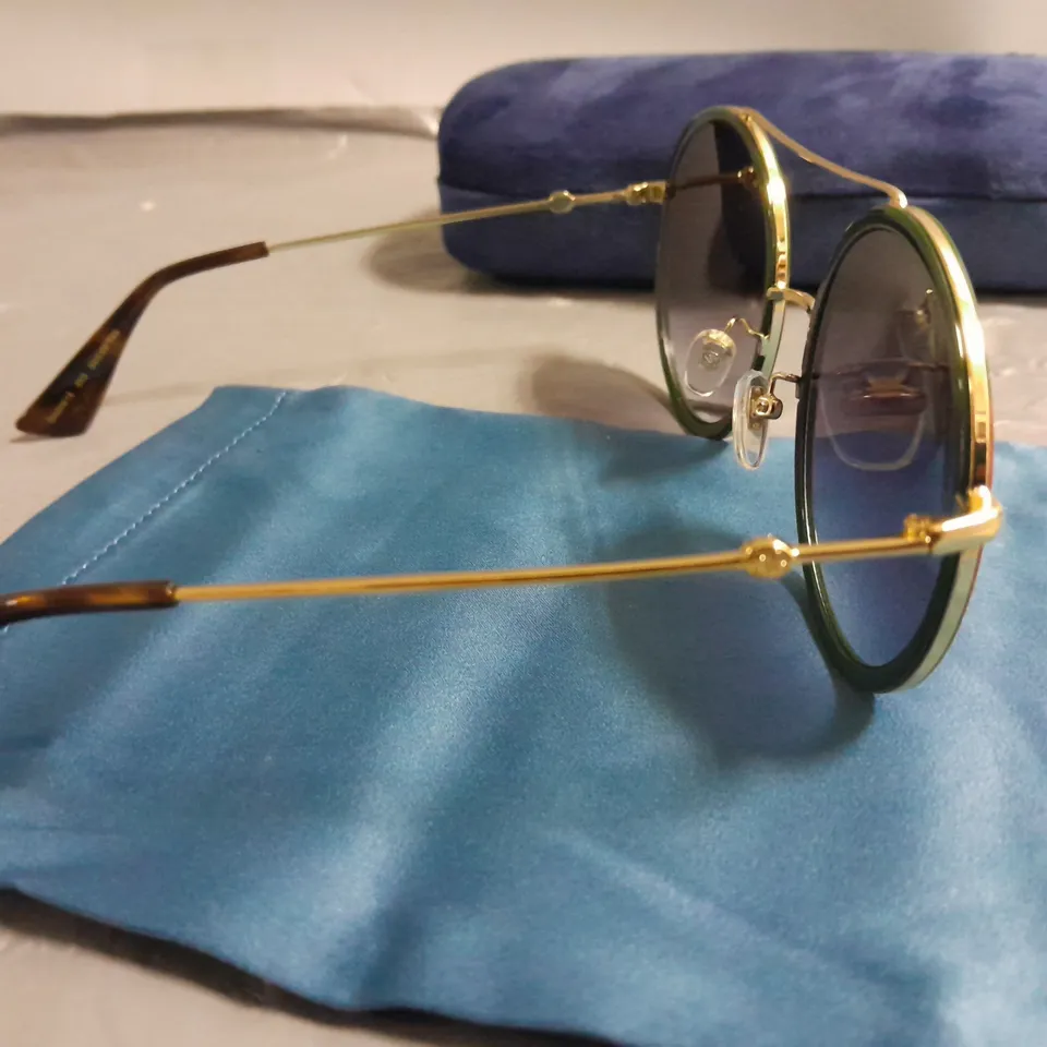 BOXED PAIR OF GUCCI ROUND GLASSES WITH GOLD FRAME