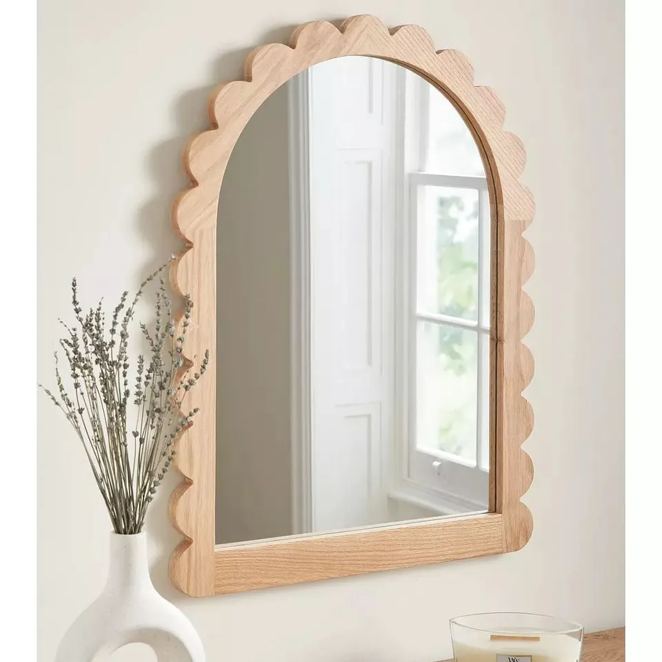 SCALLOPED WOODEN MIRROR – 80 X 60 CM