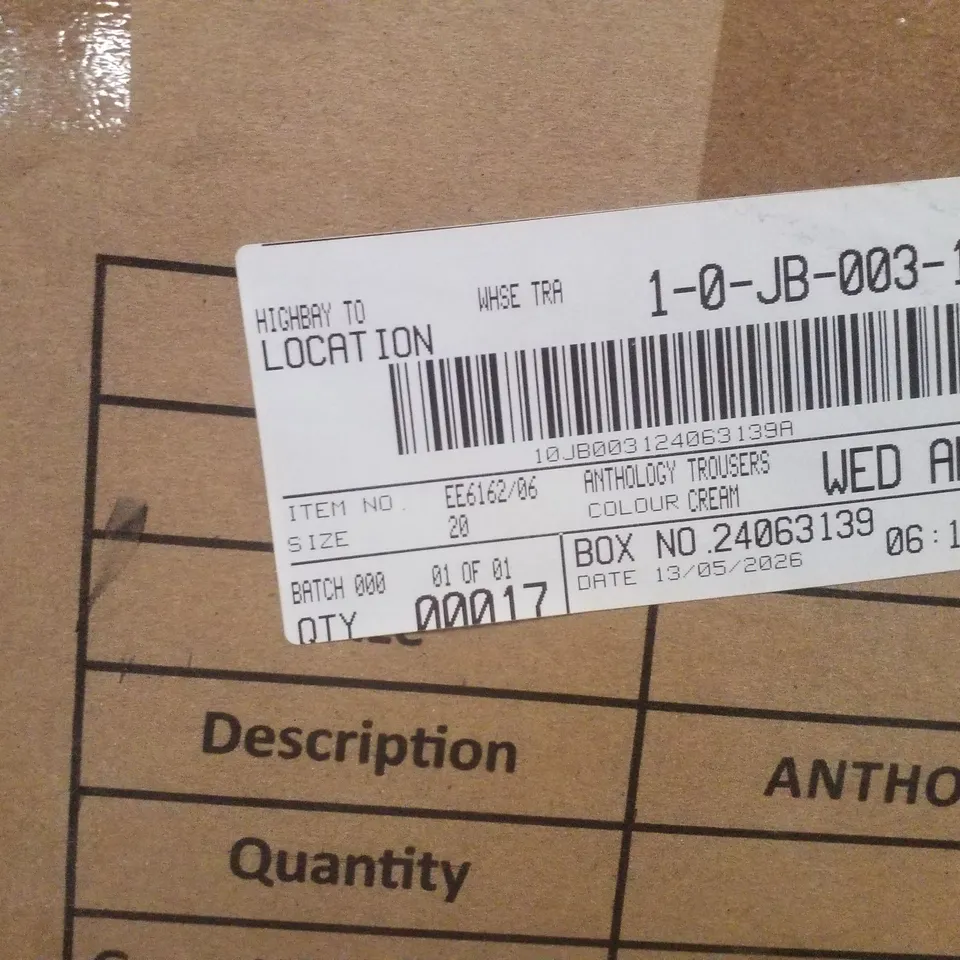 BOX CONTAINING APPROXIMATELY 17X BRAND ANTHOLOGY TROUSERS - COLOUR CREAM - SIZE 20