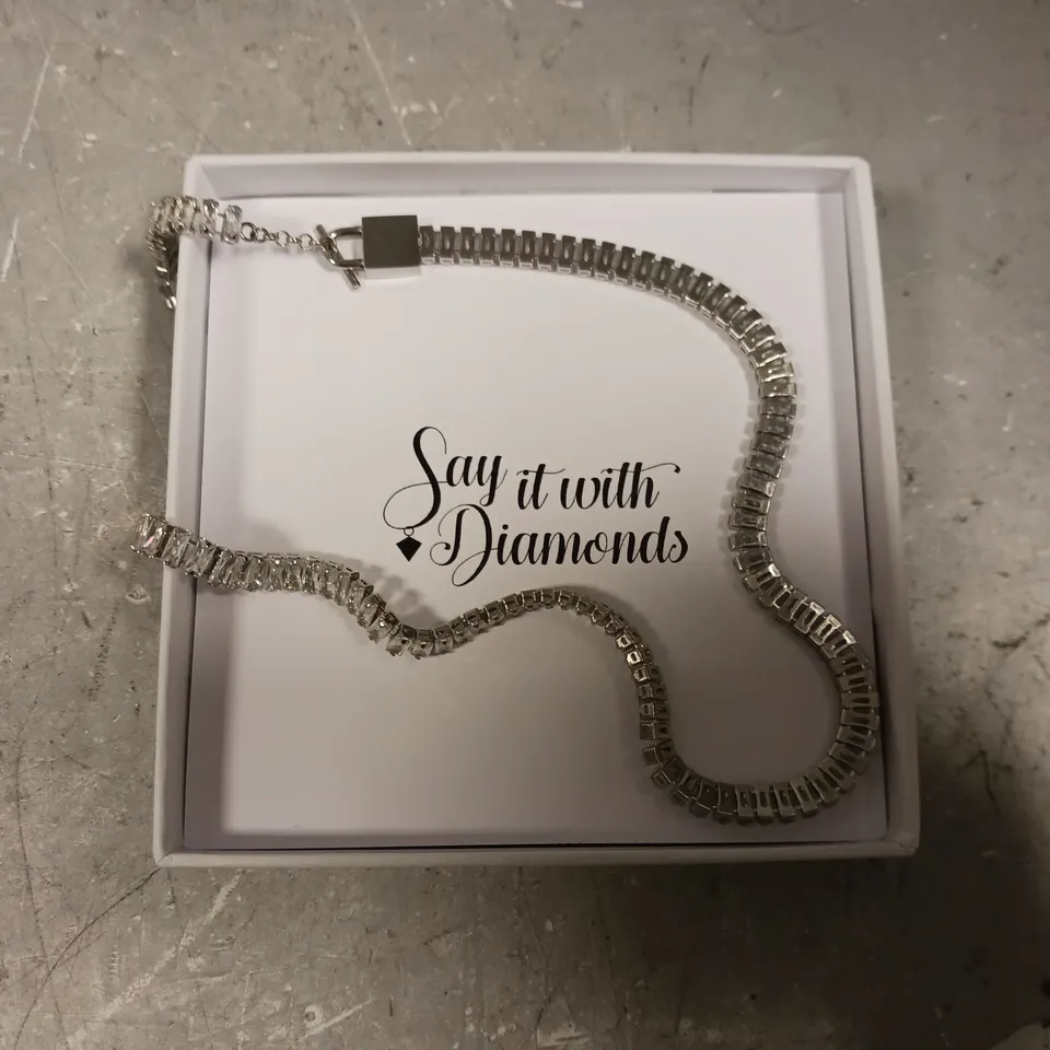 SAY IT WITH EMERALD TENNIS NECKLACE - SILVER